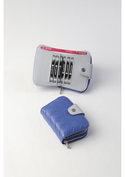Mini Boy Desenli Kadın Cüzdan/portföy - 65303 - Parlement/buz Mavisi