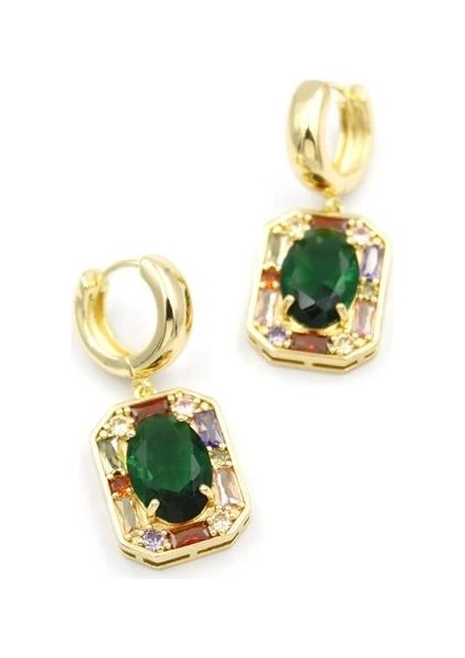 Taşlı Küpe - Yeşil