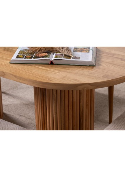 Narven Bohem Natural Ahşap Masa Sandalye Takımı 90X180 indirimleri