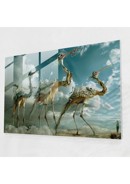 Salvador Dali'nin Fantezi Yaratıkları Modern Sanat - Duvar Dekorasyonu Cam Tablo