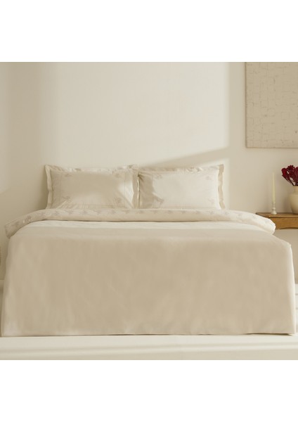 White Collection Rayas %100 Pamuk Nakışlı Çift Kişilik Nevresim Takımı Bej