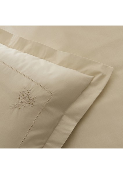 White Collection Rayas %100 Pamuk Nakışlı Çift Kişilik Nevresim Takımı Bej