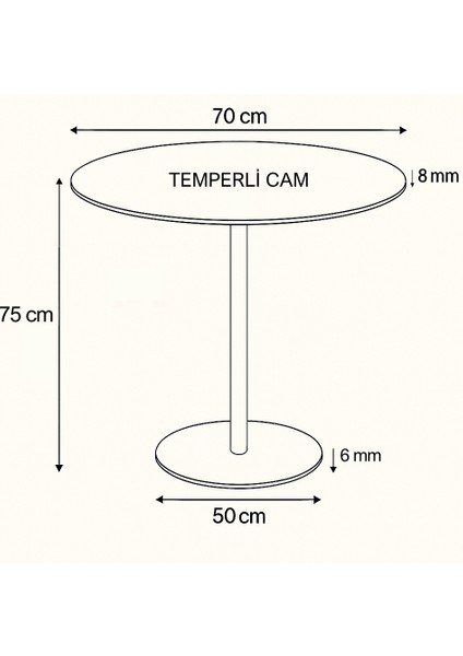 Beyaz Mermer Desenli Modern 70 cm Yemek Masası 8 mm Temper Cam ( Sadece Masa ) modelleri
