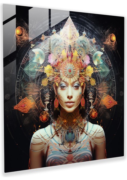 Kutsal Semboller Cam Tablo - Ruhsal Modern Sanat Cam Tablo Cam Sanat