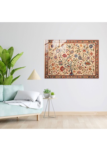 Türk Halı Desenli Cam Duvar Sanatı - Türk Halısı Modern Sanat Cam Duvar Sanatı Ev Dekorasyonu modelleri