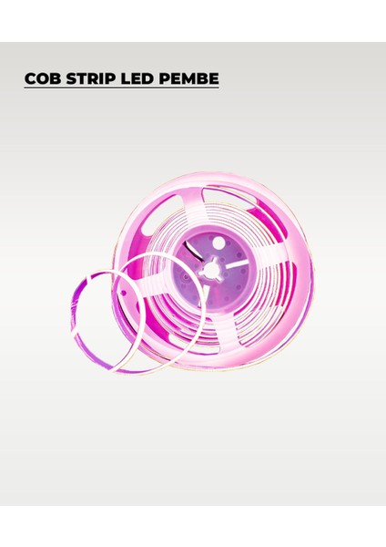 12V Cob Şerit LED Pembe Işık - Metrede 360 LED - 5 Metre fiyatları