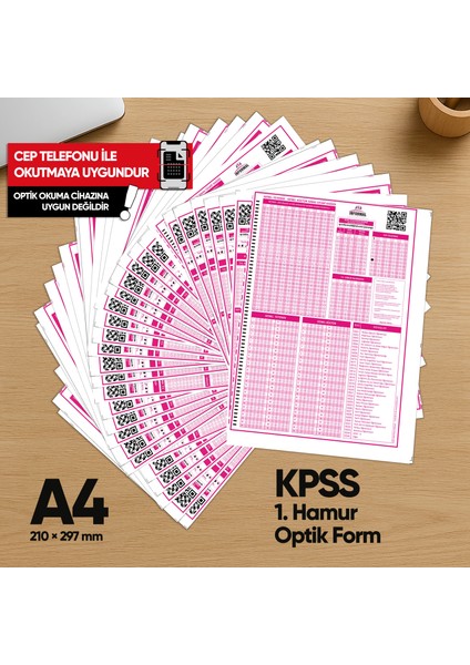 Kpss (Gy-Gk) Deneme Sınavları Için 500 Adet (80.gr) Optik Form modelleri