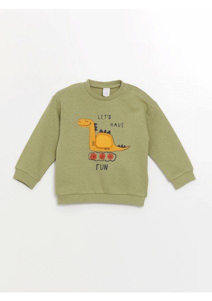 Lcw Baby Yeşil Bisiklet Yaka Uzun Kollu Baskılı Erkek Bebek Sweatshirt ve Eşofman Alt 2'li Takım fiyatları