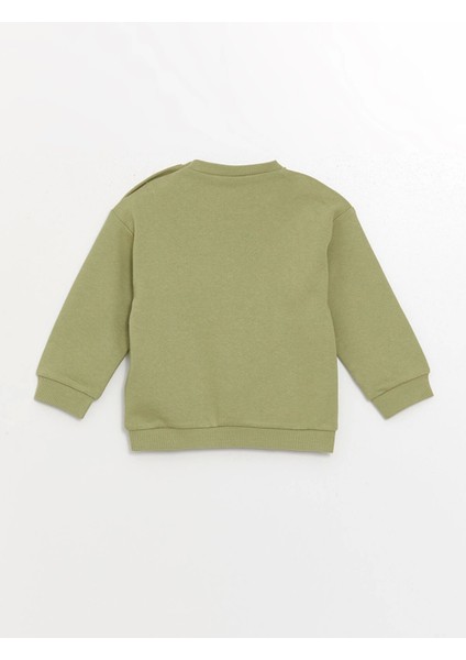 Lcw Baby Yeşil Bisiklet Yaka Uzun Kollu Baskılı Erkek Bebek Sweatshirt ve Eşofman Alt 2'li Takım indirimleri