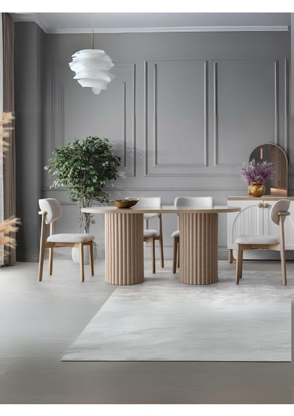 Iris Iskandinav Ahşap Masa Sandalye Takımı 80X190