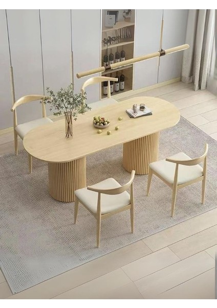 Palma Iskandinav Ahşap Masa Sandalye Takımı 90X170