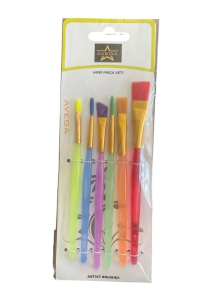 6 Lı renkli Fırça Seti - Yağlı Boya-Sulu Boya - Guaj Boya -Akrilik Boya- Makyaj Fırça Seti- Hobi Fırça Seti
