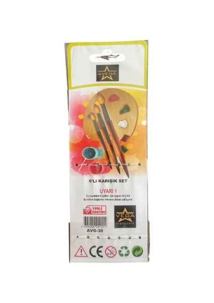 6 Lı renkli Fırça Seti - Yağlı Boya-Sulu Boya - Guaj Boya -Akrilik Boya- Makyaj Fırça Seti- Hobi Fırça Seti fiyatları