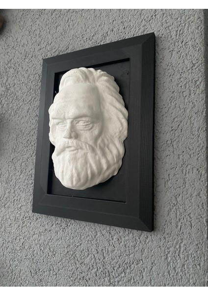 Karl Marx Çerçeveli Duvar Büstü Karl Marx Duvar Dekorasyonu