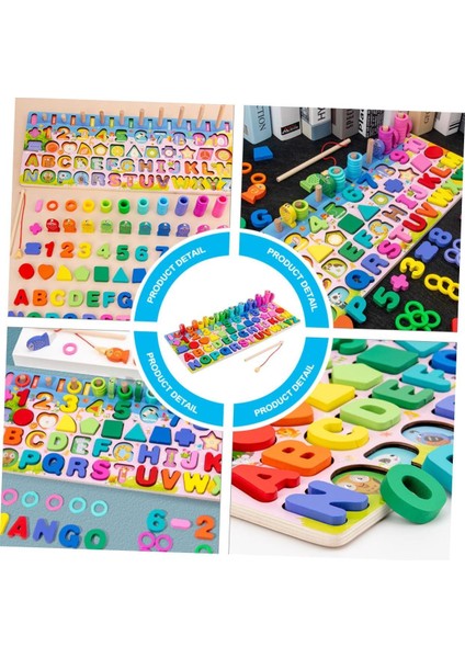 Montessori 6sı 1 Arada Ahşap Eğitici Oyuncak Seti Balık Tutma Şekiller Sayılar Halkalar Motor Beceri Geliştirici fırsatları