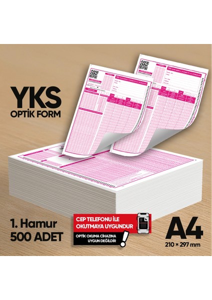 Yks-Msü Deneme Sınavları için 500 Adet (80.gr) Optik Form