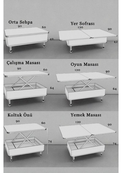 Marya Akıllı Sehpa – 3 Kademeli, 2 Çekmeceli, Özel Tasarım Desenli, Oturma Odası, Yemek Odası fiyatları