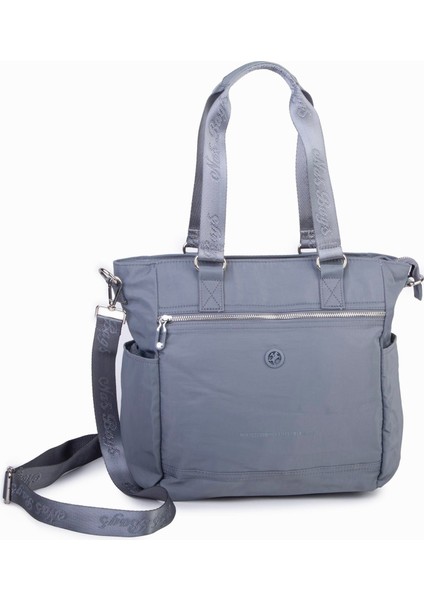 Kadın Spor Geniş Hacimli Hafif Omuz ve Çapraz Çanta Gri