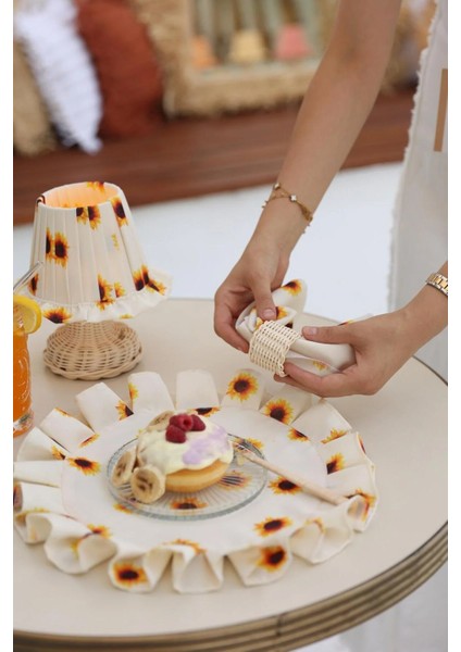 2'li Ayçiçeği Pileli Saten Supla / Amerikan Servis Takımı (Peçetesi Hediye!) fırsatları