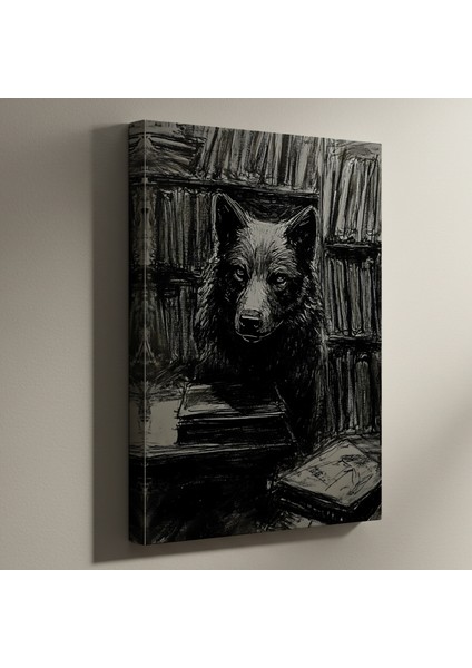 Karanlık Akademia Kurt Illüstrasyon Tablosu