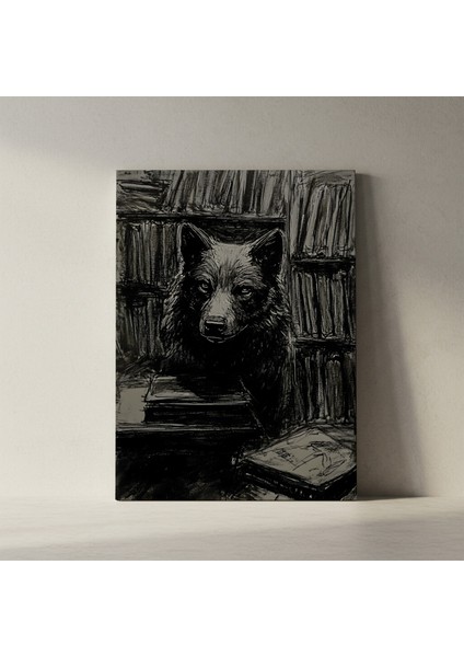 Karanlık Akademia Kurt Illüstrasyon Tablosu fiyatları