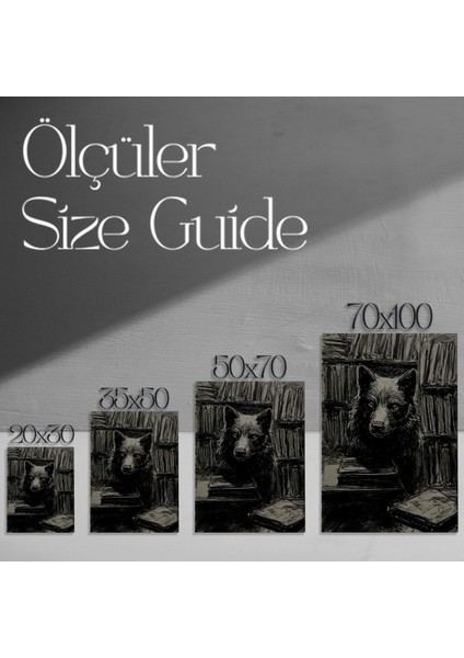 Karanlık Akademia Kurt Illüstrasyon Tablosu modelleri