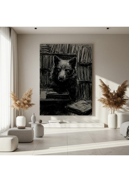 Karanlık Akademia Kurt Illüstrasyon Tablosu fırsatları