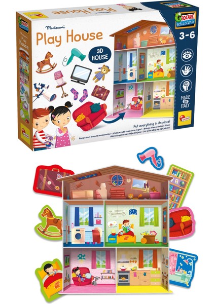 Çocuklar Için Montessori 3D Ev Yapım ve Yerleştirme Oyunu Seti