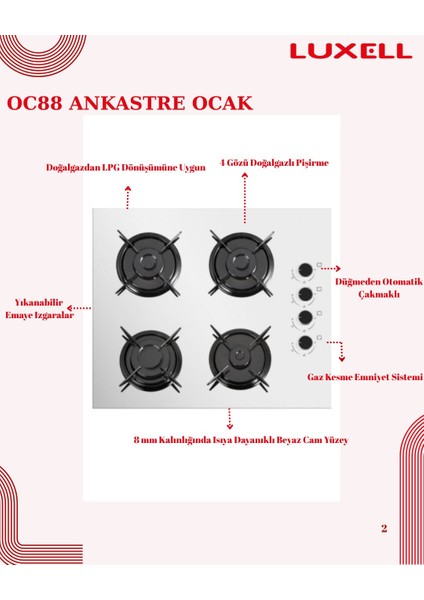 88 Lt Plus Beyaz Cam Ankastre Set indirimleri