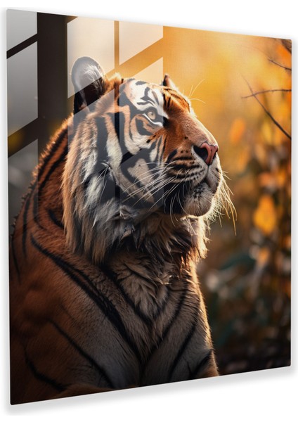 Vahşi Yaşam Cam Duvar Sanatı - Mağrur Kaplan - Doğa Ev Dekorasyonu Duvar Dekorasyonu