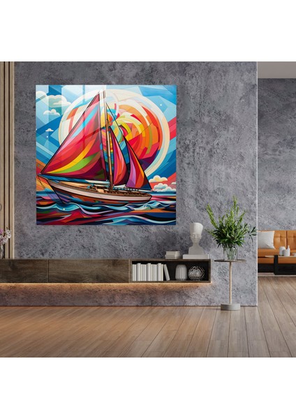 Pop Art Yelkenli Cam Tablo - Yelkenli Grafik Tasarım Cam Sanatı fiyatları