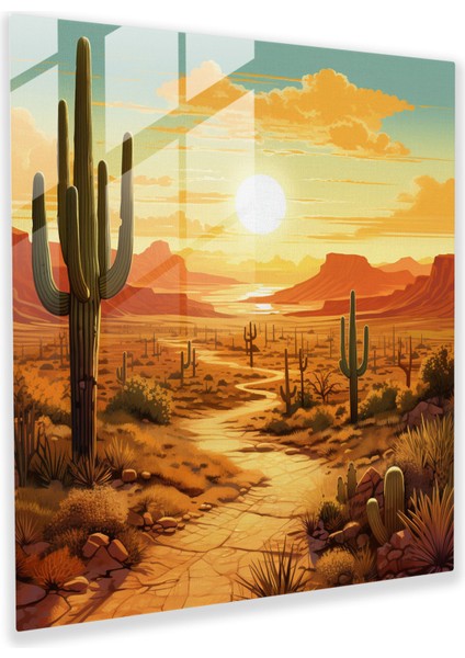 Güneybatı Gün Doğumu Cam Tablo - Güneybatı Parlayan Ufuk Modern Sanat Cam Tablo