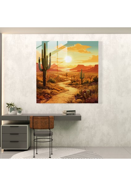 Güneybatı Gün Doğumu Cam Tablo - Güneybatı Parlayan Ufuk Modern Sanat Cam Tablo modelleri
