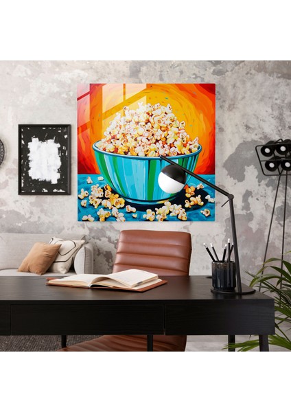 Canlı Yaşam Cam Tablosu: Patlamış Mısır Partisi - Duvar Dekorasyonu Cam Sanatı Canlı Renkler fiyatları