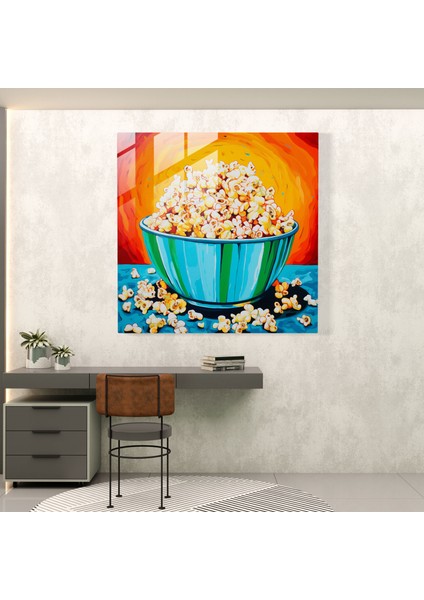 Canlı Yaşam Cam Tablosu: Patlamış Mısır Partisi - Duvar Dekorasyonu Cam Sanatı Canlı Renkler modelleri