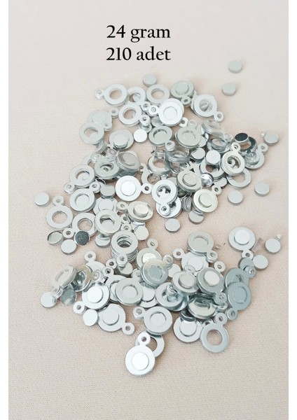 Oya Abiye Bileklik Kolye Pleksi Metalik Plastik Pul Gümüş Renk 24 Gram 210 Adet - BNC570