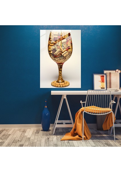 Şarap Bardağı Duvar Sanatı - Mantar Koleksiyonu - Şarap Bardak Duvar Sanatı Cam Tablo modelleri