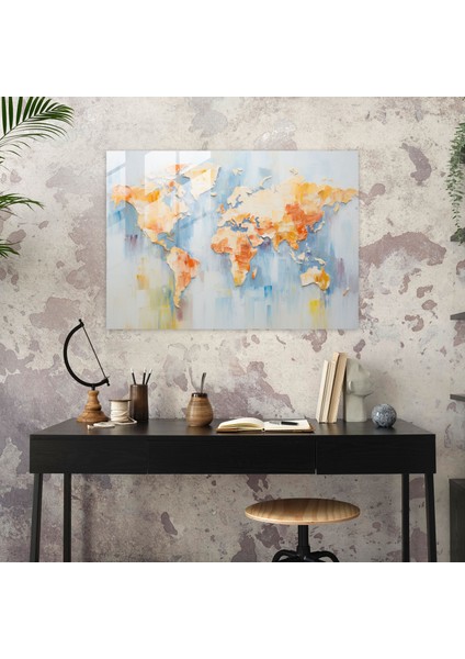 Dünya Haritası Cam Duvar Sanatı - Dünya Haritası 2 Cam Duvar Sanatı Cam Sanatı Duvar Süslemesi modelleri