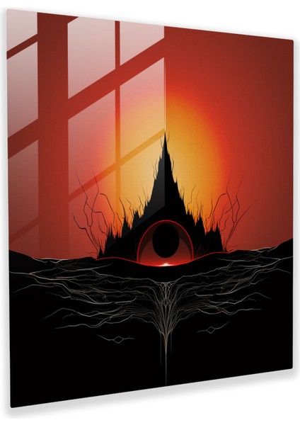 Yüzüklerin Efendisi Cam Tablo - Sauron'un Gözü Cam Sanat Cesur Siluetler