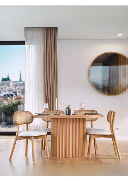 Sindi Iskandinav Natural Ahşap Masa Sandalye Takımı 90X130