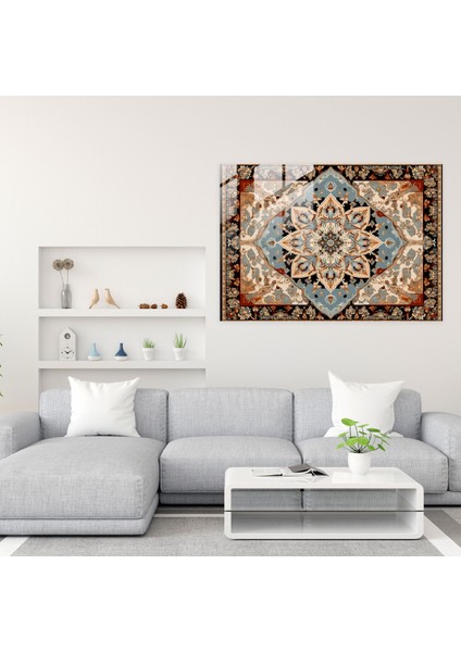 Türk Simetri Cam Tablo - Türk Halı Türk Halı Deseni Cam Duvar Sanatı Simetrik Desenler modelleri