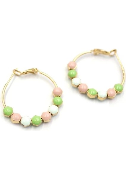 Mineli Halka Küpe - Yeşil