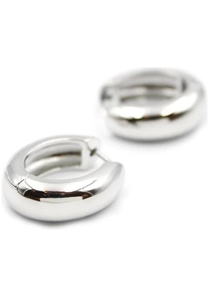 Oval Halka Küpe - Gümüş