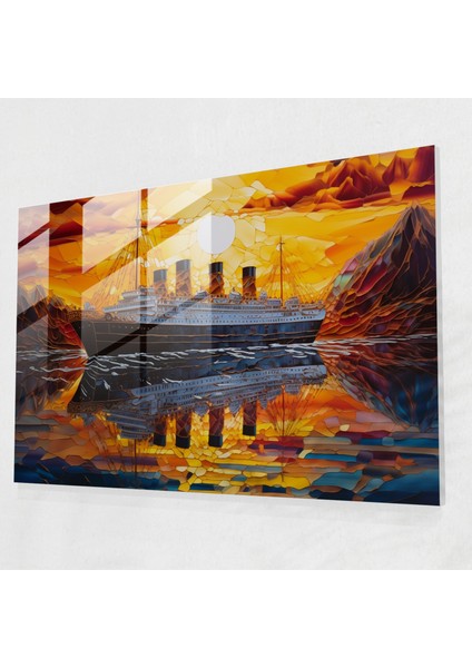Titanik Günbatımı Cam Tablo Sanatı - Titanik Cam Tablo Cam Duvar Sanatı Huzurlu