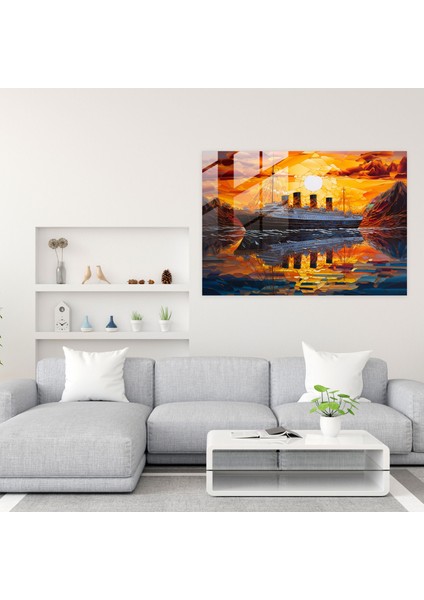 Titanik Günbatımı Cam Tablo Sanatı - Titanik Cam Tablo Cam Duvar Sanatı Huzurlu fiyatları