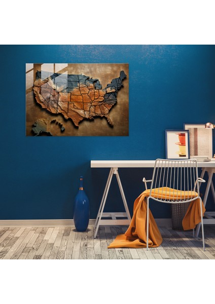 Amerika Birleşik Devletleri Haritası Cam Duvar Dekorasyonu - Cam Tablo Cam Sanat Ev Dekorasyonu fiyatları