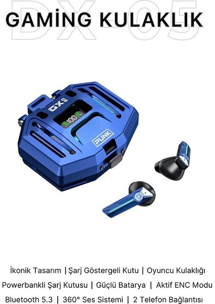 Dx-05 Gaming Oyuncu Kulaklığı 360° Ses/anc Ios ve Android Tüm Telefonlara Uyumlu Bluetooth Kulaklık