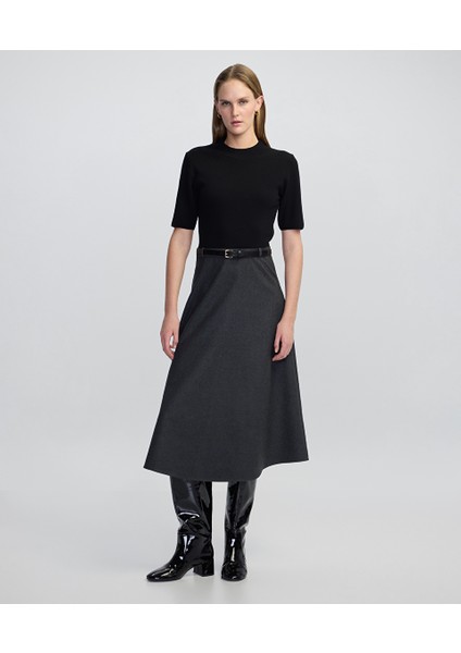 Çift Parça Görünüm Kemerli Elbise IW6250002108036