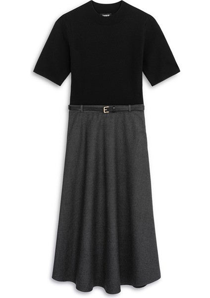 Çift Parça Görünüm Kemerli Elbise IW6250002108036 indirimleri