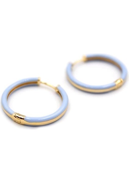 Mineli Halka Küpe - Açık Mavi